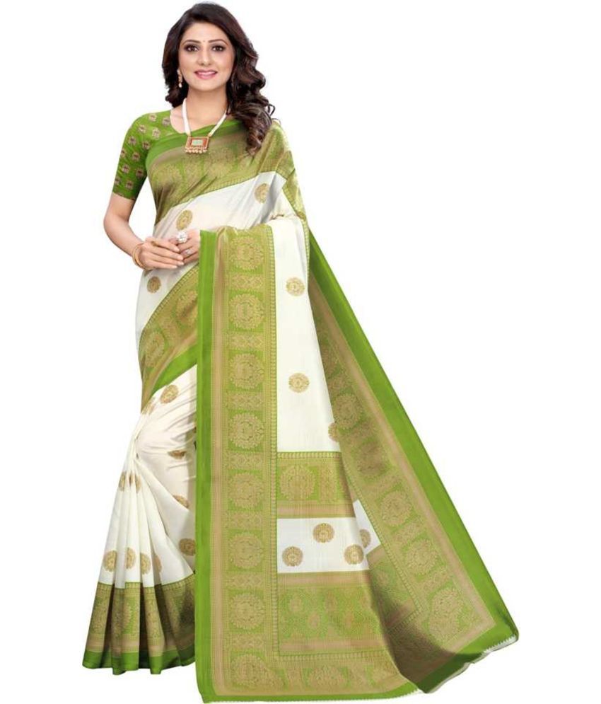     			Grubstaker Green Art Silk Saree - Single