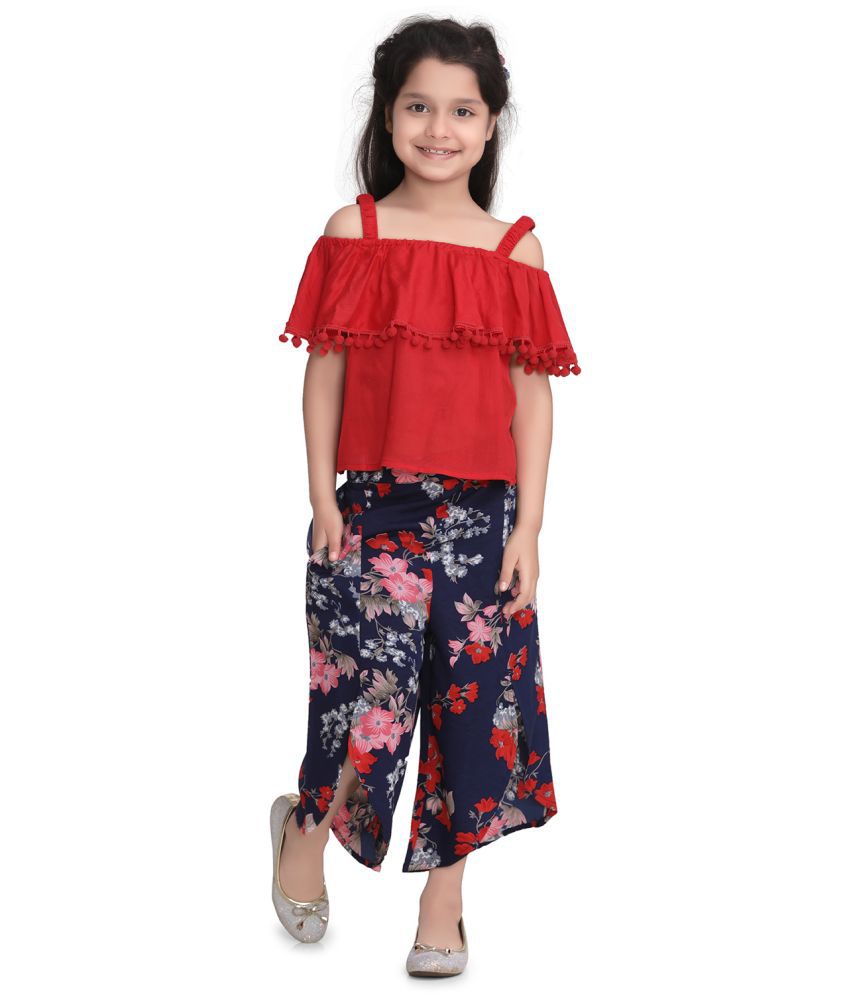     			StyleStone Girls Red Top and Floral 3/4th Pants Set