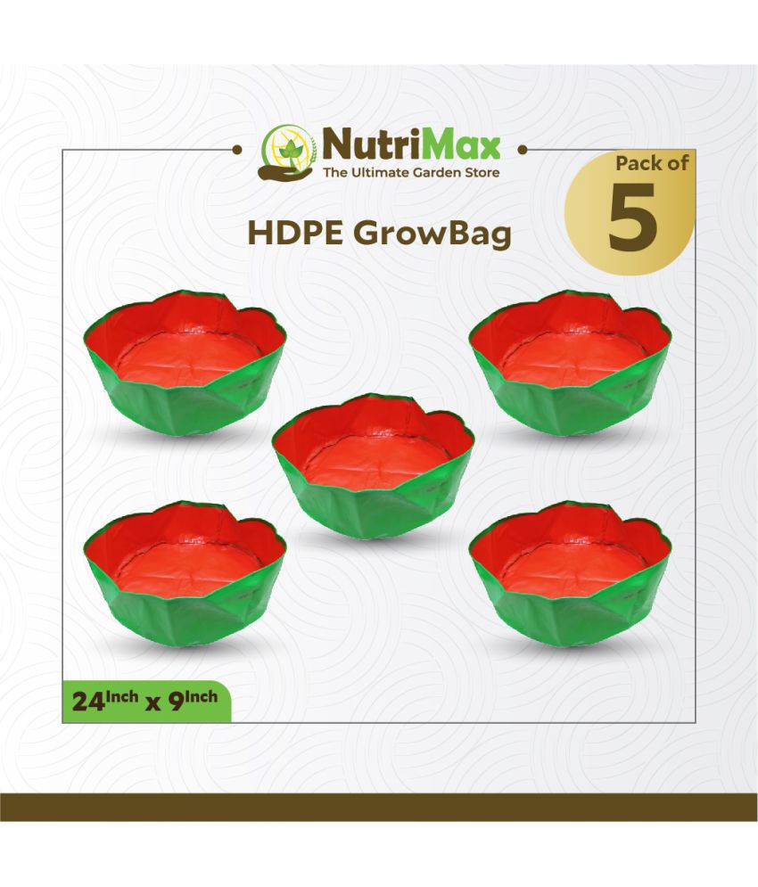    			Nutrimax 200 GSM HDPE Grow Bags 24 inch x 9 inch Pack of 5 Outdoor Plant Bag