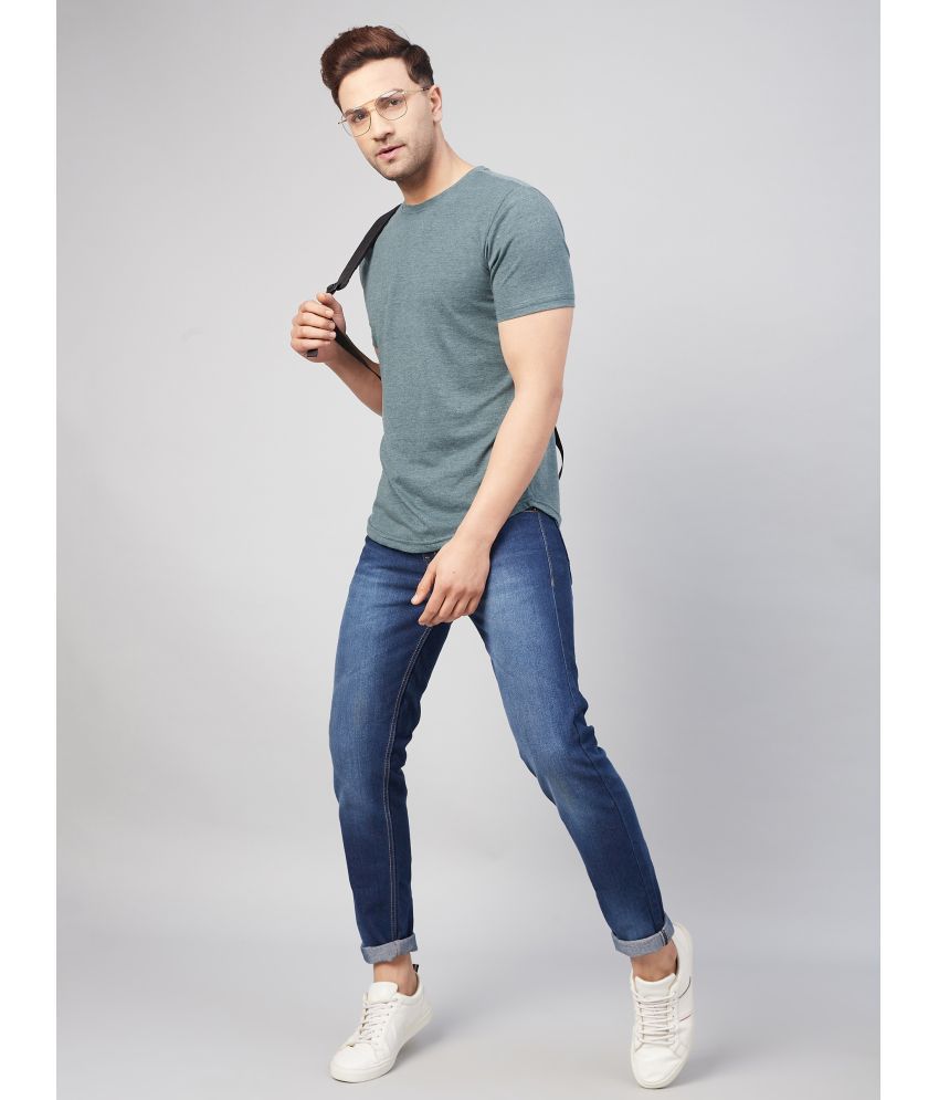 Gritstones Cotton Blend Regular Fit Solid Round Half Sleeves Grey Men T-Shirt Single Pack