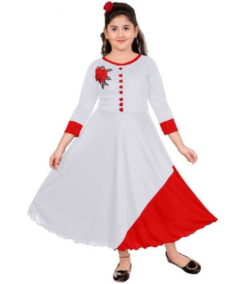     			SBN Girls Maxi/Full Length Festive/Wedding Dress  (White, 3/4 Sleeve)