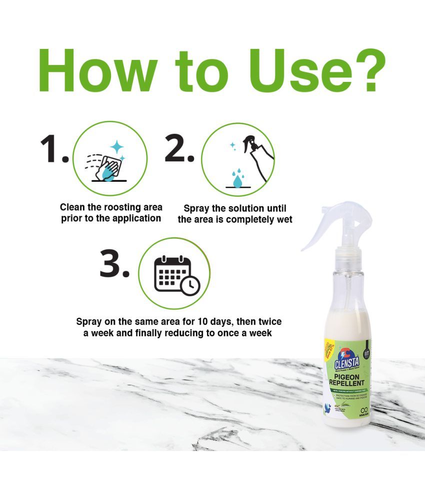 Clensta Pigeon Repellent Spray Harmless for Pigeon Get Positive