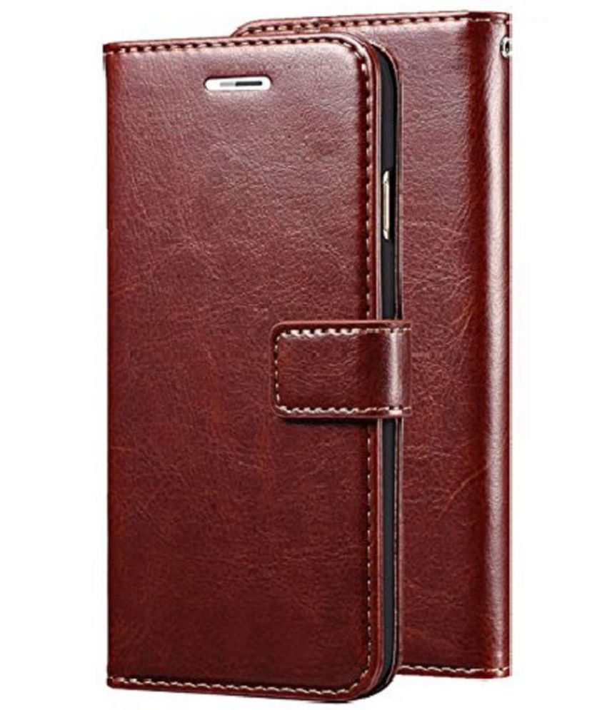     			Megha Star Brown Flip Cover For Vivo Y15s Leather Stand Case