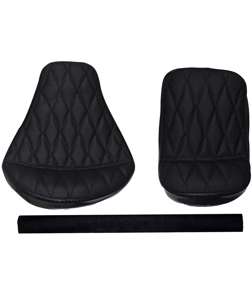     			Seat Cover Black With Back Rest Foam Combo For Royal Enfield Classic , Classic 350/ 500cc