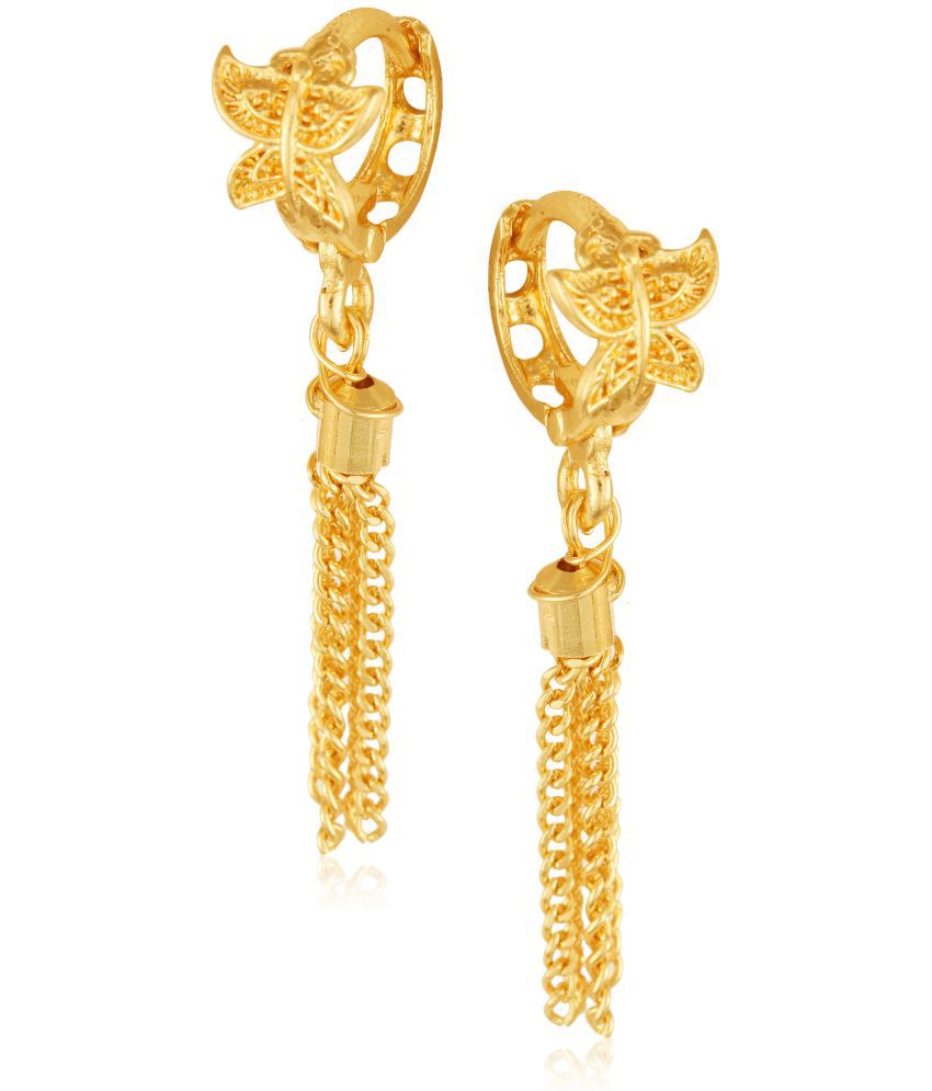     			Vighnaharta Filigree work Gold Plated alloy Hoop Earring Clip on fancy drop Bali Earring for Women and Girls  [VFJ1588ERG]