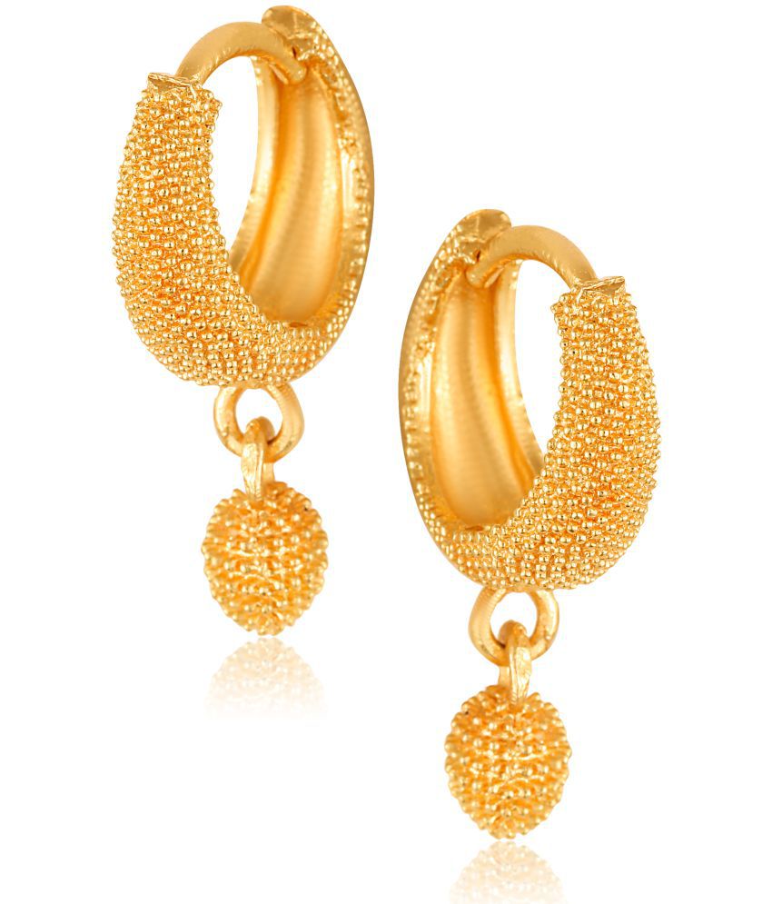     			Vighnaharta Filigree work Gold Plated alloy Hoop Earring Clip on fancy drop Bali Earring for Women and Girls  [VFJ1567ERG]