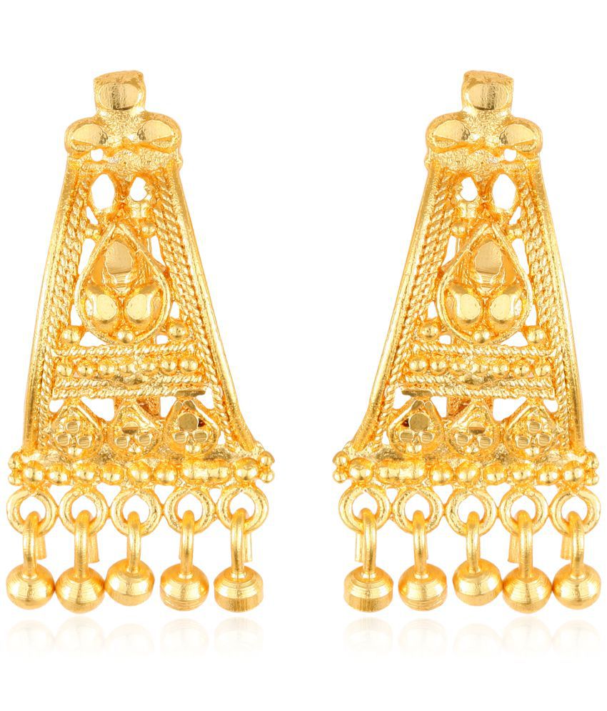     			Vighnaharta - Golden Danglers Earrings ( Pack of 1 )