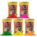 Hari Darshan Organic Gulal Natural Holi Colors Red Pink Green Saffron Yellow (Pack of 5,100g in Each)