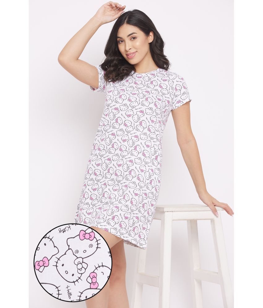     			Clovia Cotton Nighty & Night Gowns - White Single