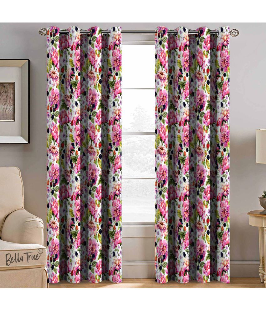     			BELLA TRUE  Set of 2 Door SemiTransparent Eyelet Polyester Multi Color Curtains ( 213 x 113 cm )