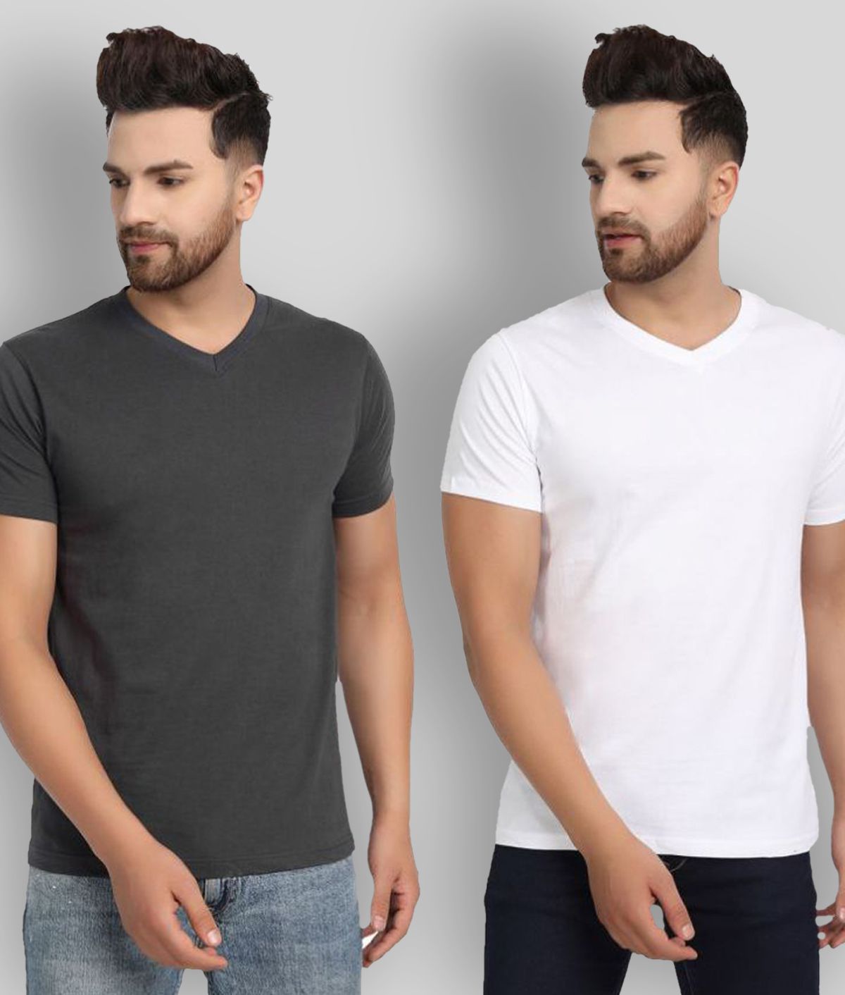     			ESPARTO - Grey Cotton Regular Fit Men's T-Shirt ( Pack of 2 )