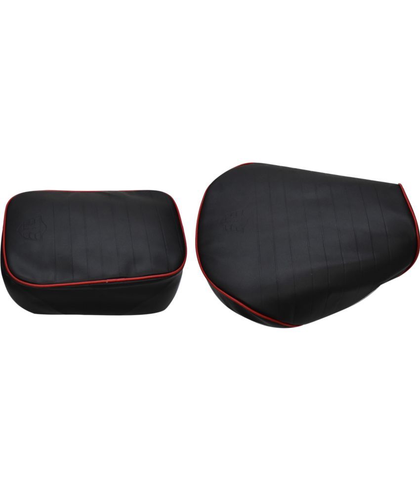     			KOHLI BULLET ACCESSORIES Royal Black with Red Lining Seat Cover For Royal Enfield Classic