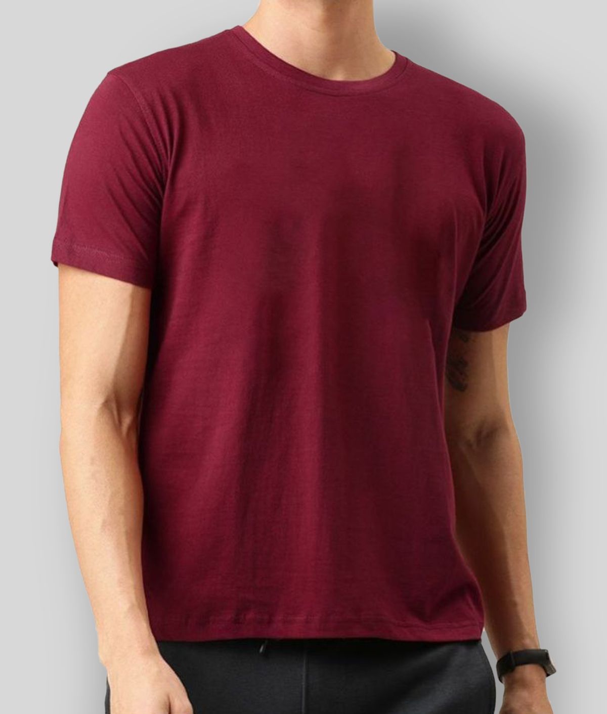     			SKYRISE - Maroon Cotton Slim Fit Men's T-Shirt ( Pack of 1 )