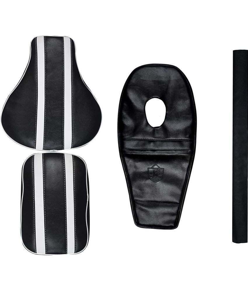     			KOHLI BULLET ACCESSORIES Bullet Black with Dubble White Lining Seat Cover with Tank Cover +Back Rest Foam Combo Set for Royal Enfield Classic 350/500cc