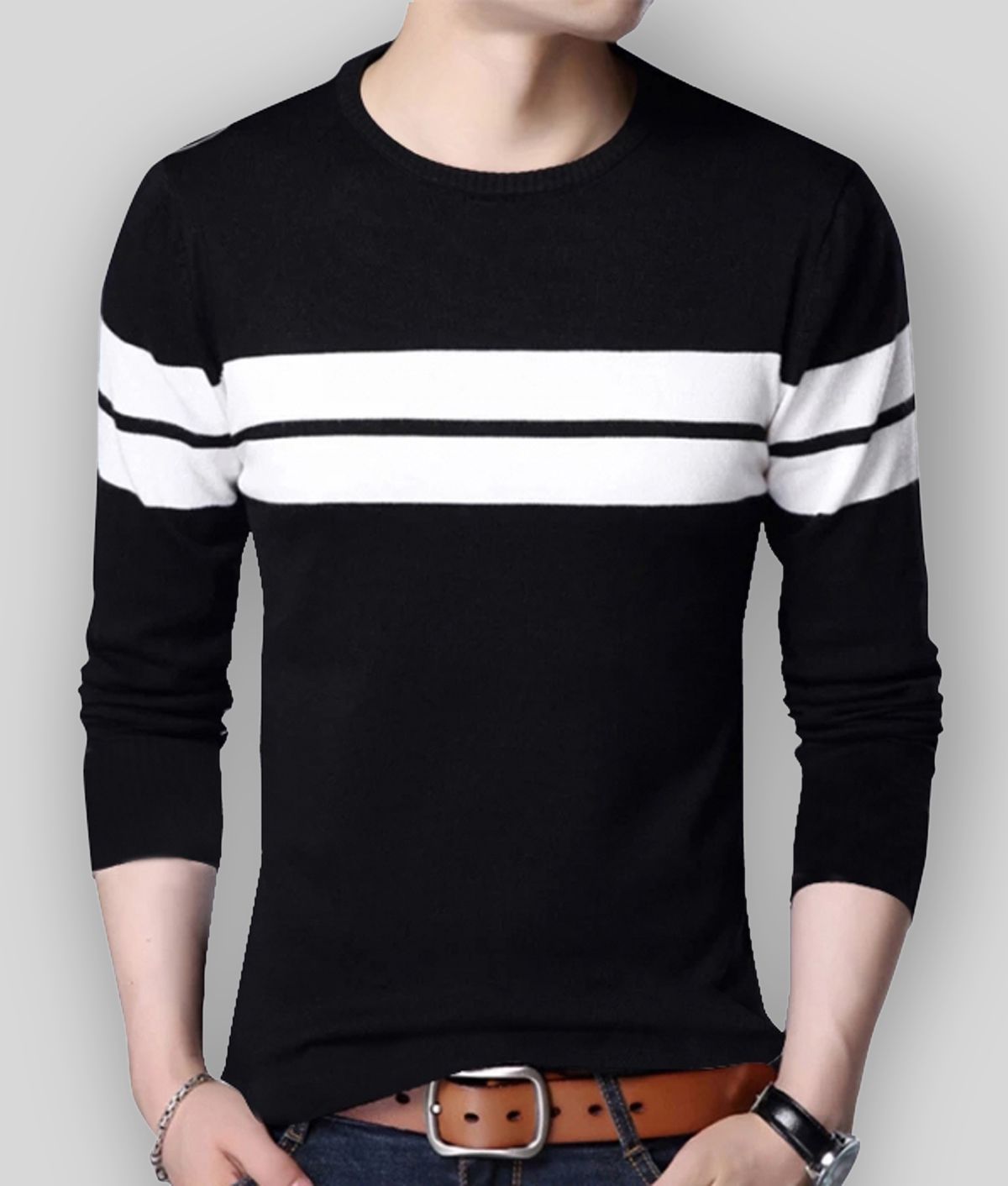     			Leotude - Black Cotton Blend Regular Fit Men's T-Shirt ( Pack of 1 )