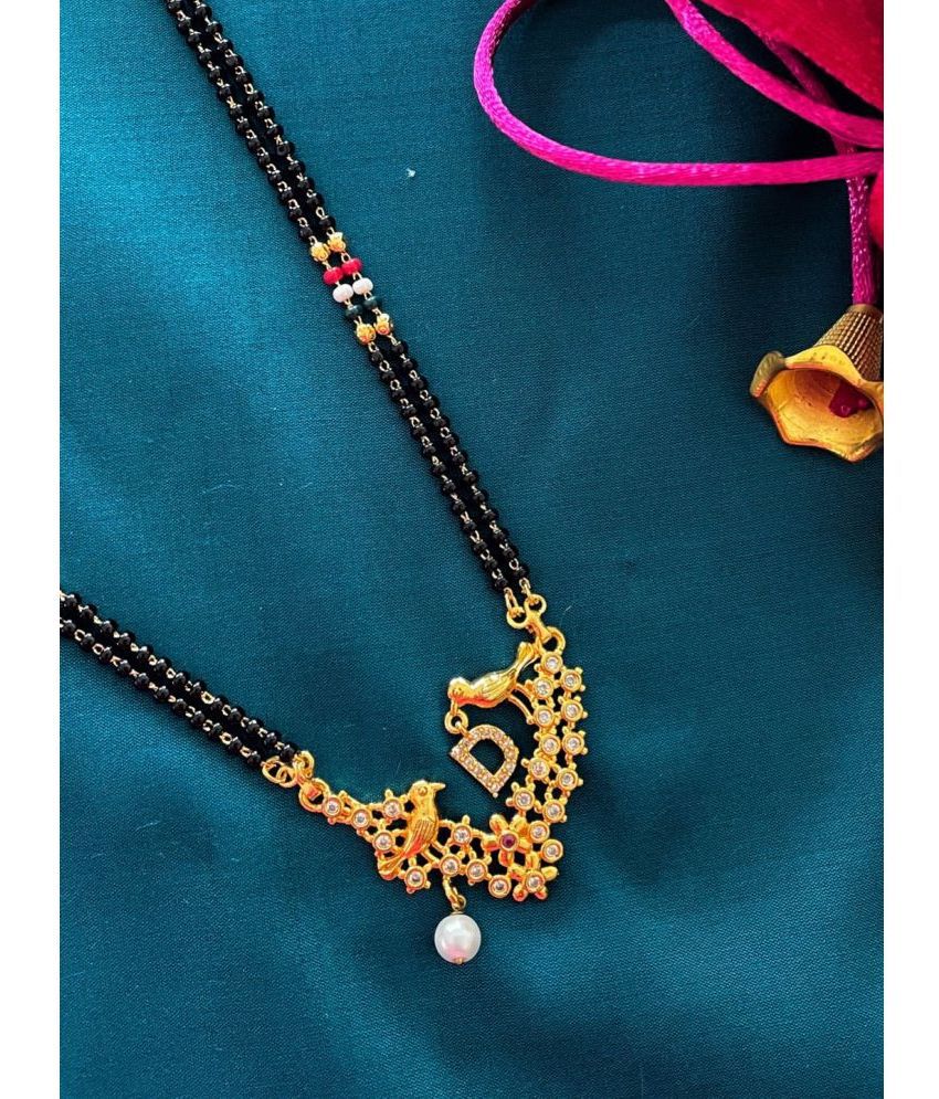     			Long Mangalsutra Designs D letter mangalsutra pendant alphabet gold name mangalsutra design/ naam wale mangalsutra/ personalised wife husband name couple name mangalsutra design/ Love Birds Mangalsutra Necklace Designs with Pearl (26 inches)