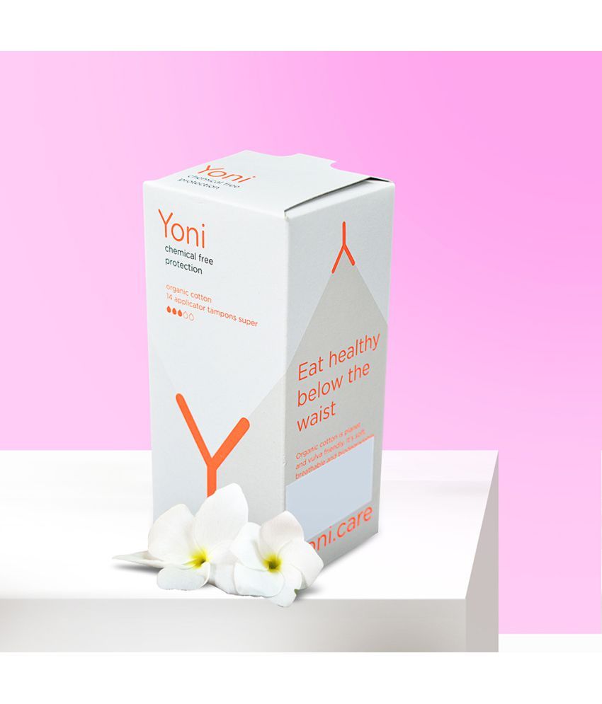 Yoni 100 Organic Cotton Biodegradable 14 pcs Super Tampons Pack of 3