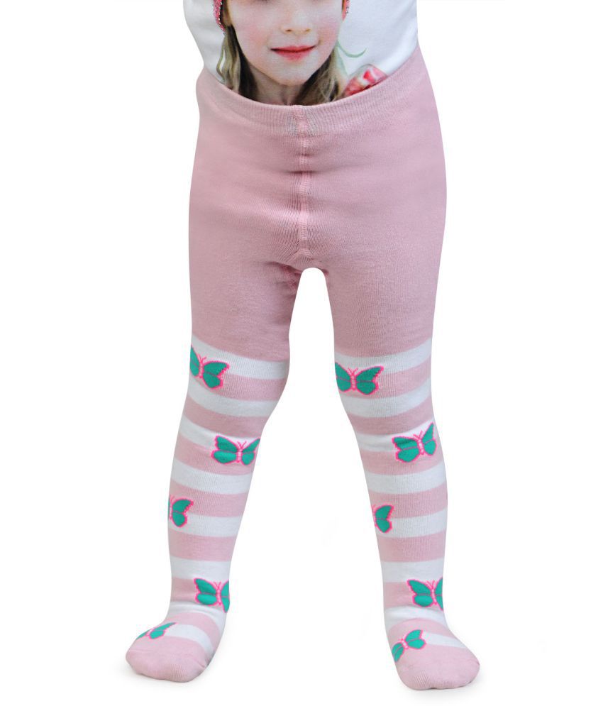     			Bonjour Cute Barbie Prints Knitted Tights For Baby Girls - Baby Pink