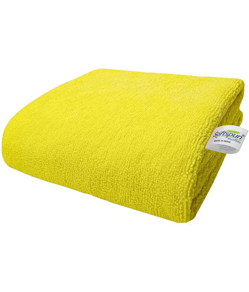     			SOFTSPUN Single Microfibre Bath + Hand + Face Towel Set Yellow