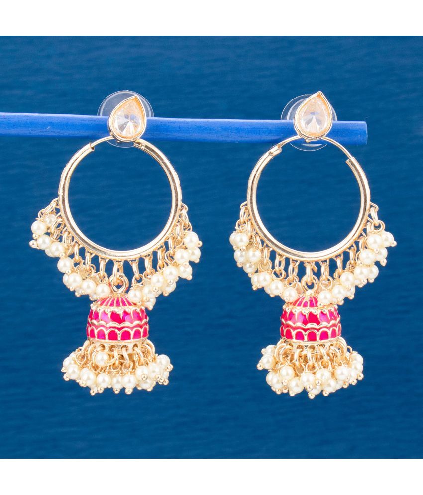     			Sukkhi Sleek Gold Plated Meenakari Hoop Earring For Women