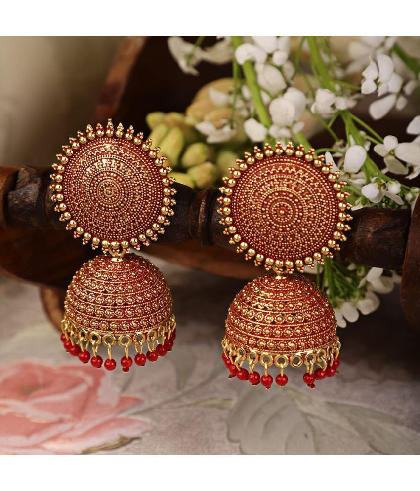     			Happy Stoning Shimmering Designer Bridal Jhumka Earrings