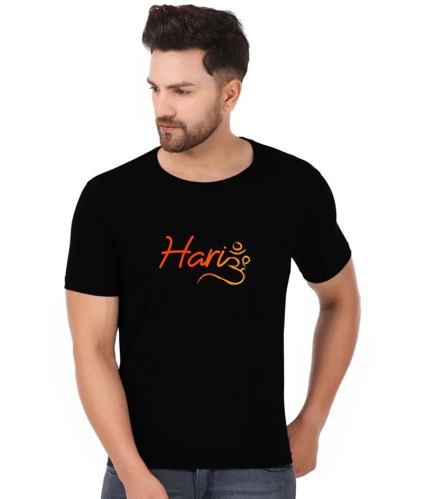     			Prabhu Bhakti Cotton Blend Regular Fit Printed Round Black Men T-Shirt