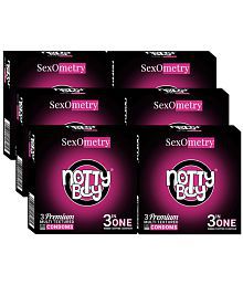 NottyBoy Multi-Textured Ribbed Dotted Contoured Condom Combo Pack - 6 x 3 Pcs
