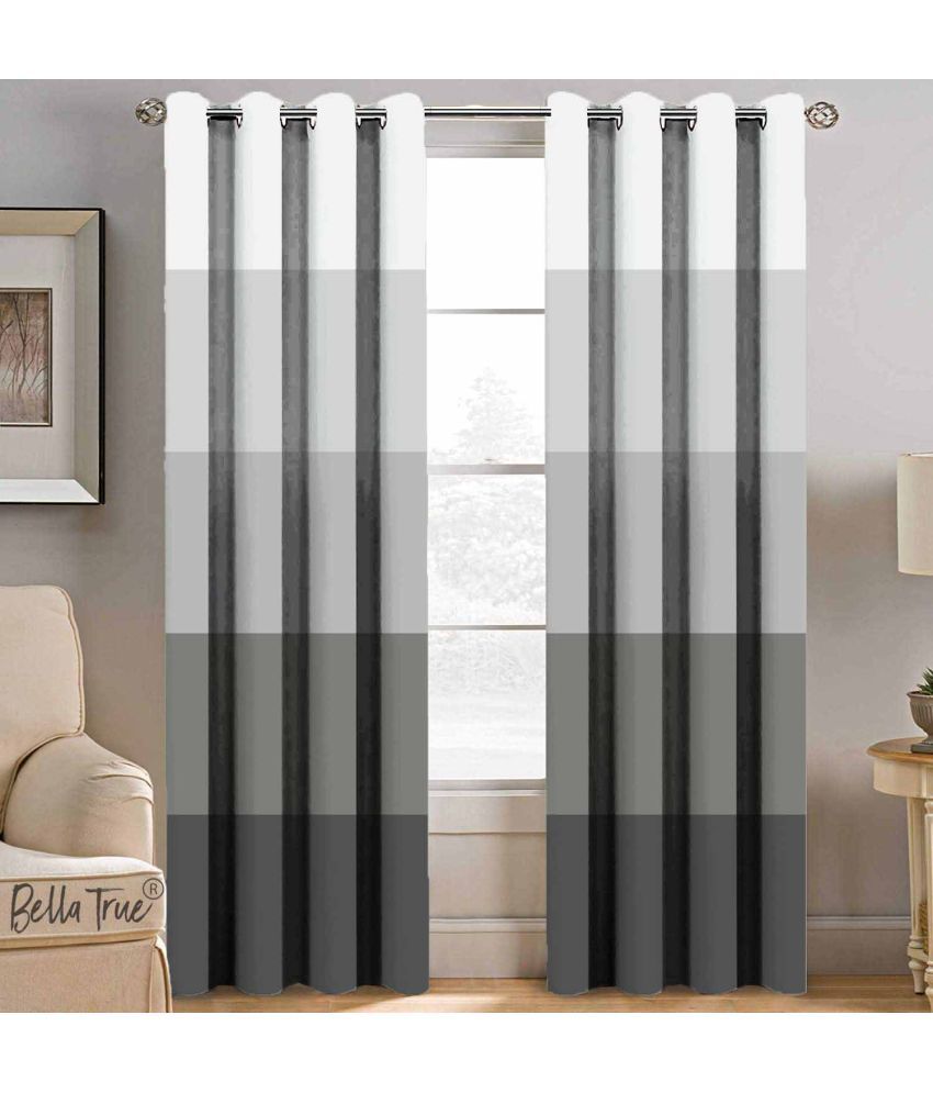     			BELLA TRUE  Set of 2 Long Door SemiTransparent Eyelet Polyester Multi Color Curtains ( 270 x 113 cm )