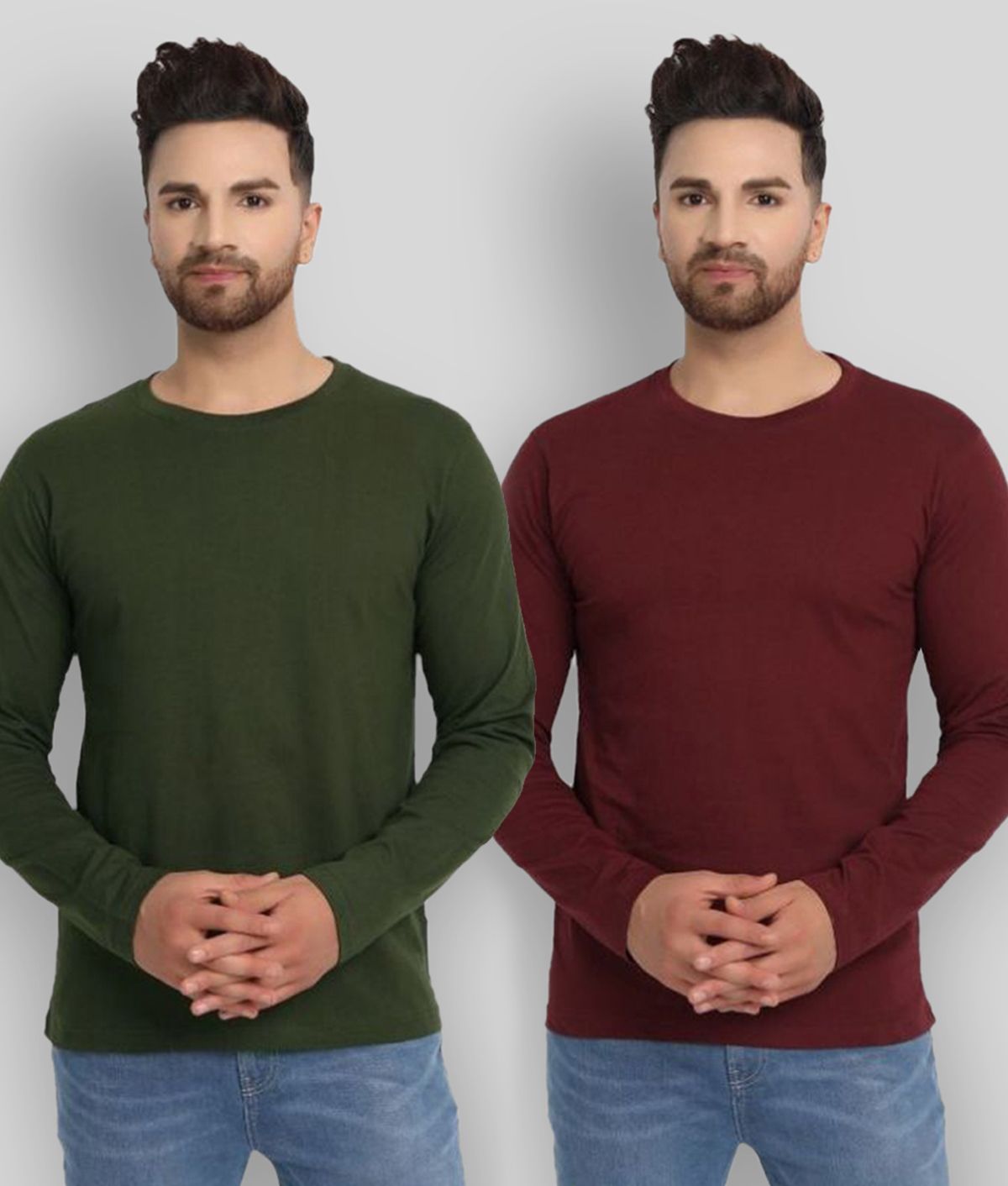     			ESPARTO - Wine Cotton Regular Fit Men's T-Shirt ( Pack of 2 )