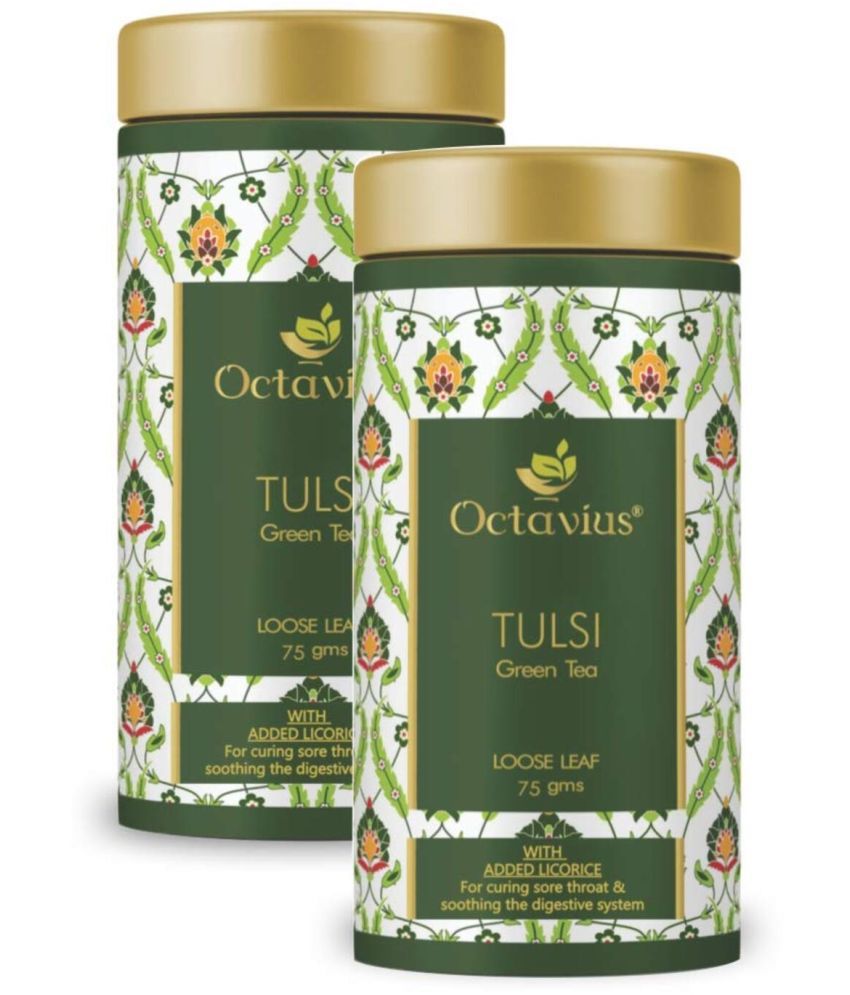     			Octavius Assam Tea Loose Leaf Tulsi Licorice Green 75 gm Pack of 2