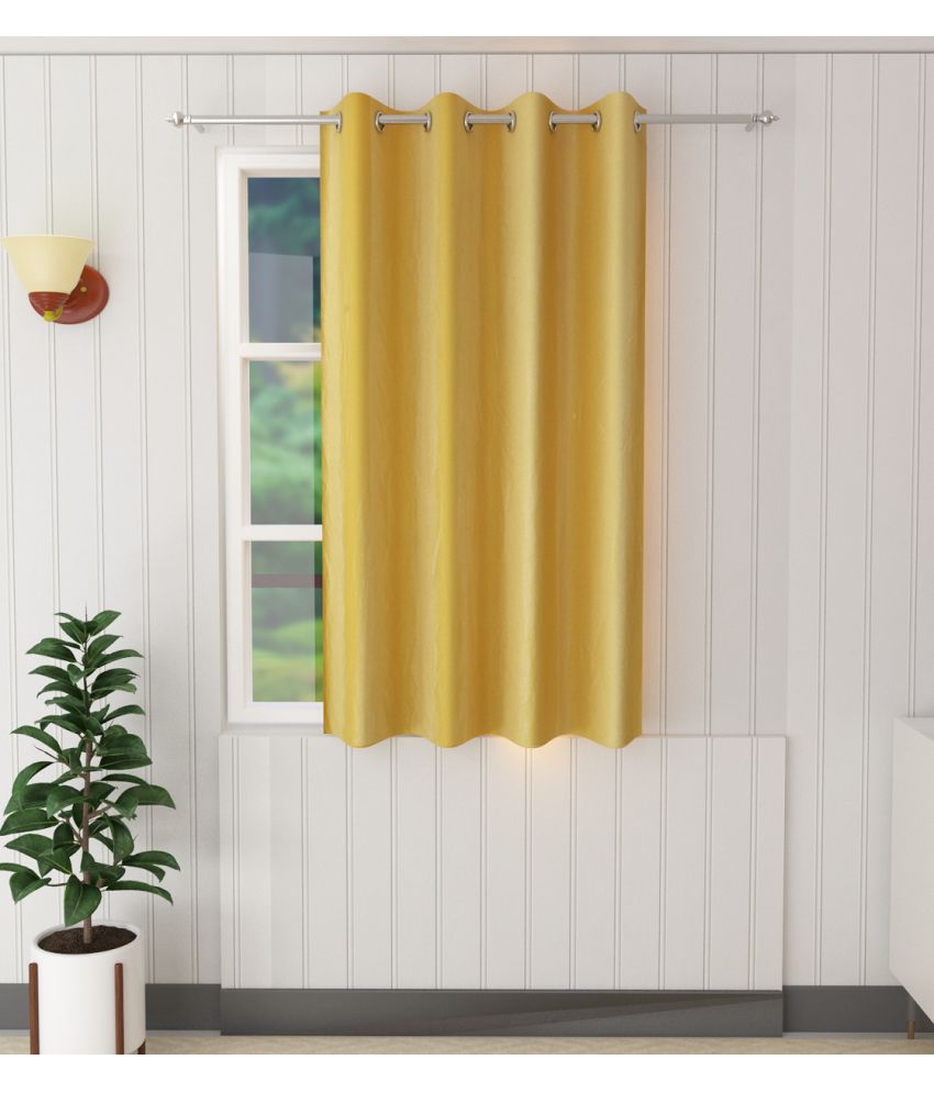     			Tanishka Fabs Solid Semi-Transparent Eyelet Door Curtain 7 ft Single -Yellow