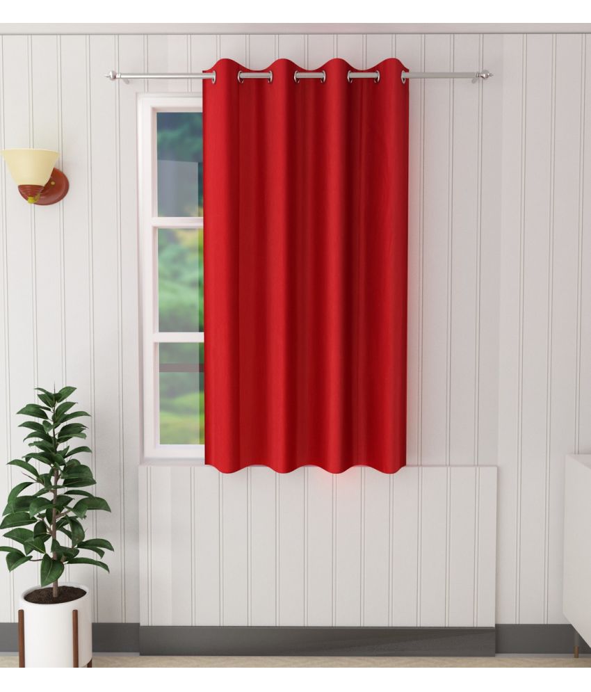     			Tanishka Fabs Solid Semi-Transparent Eyelet Door Curtain 7 ft Single -Red