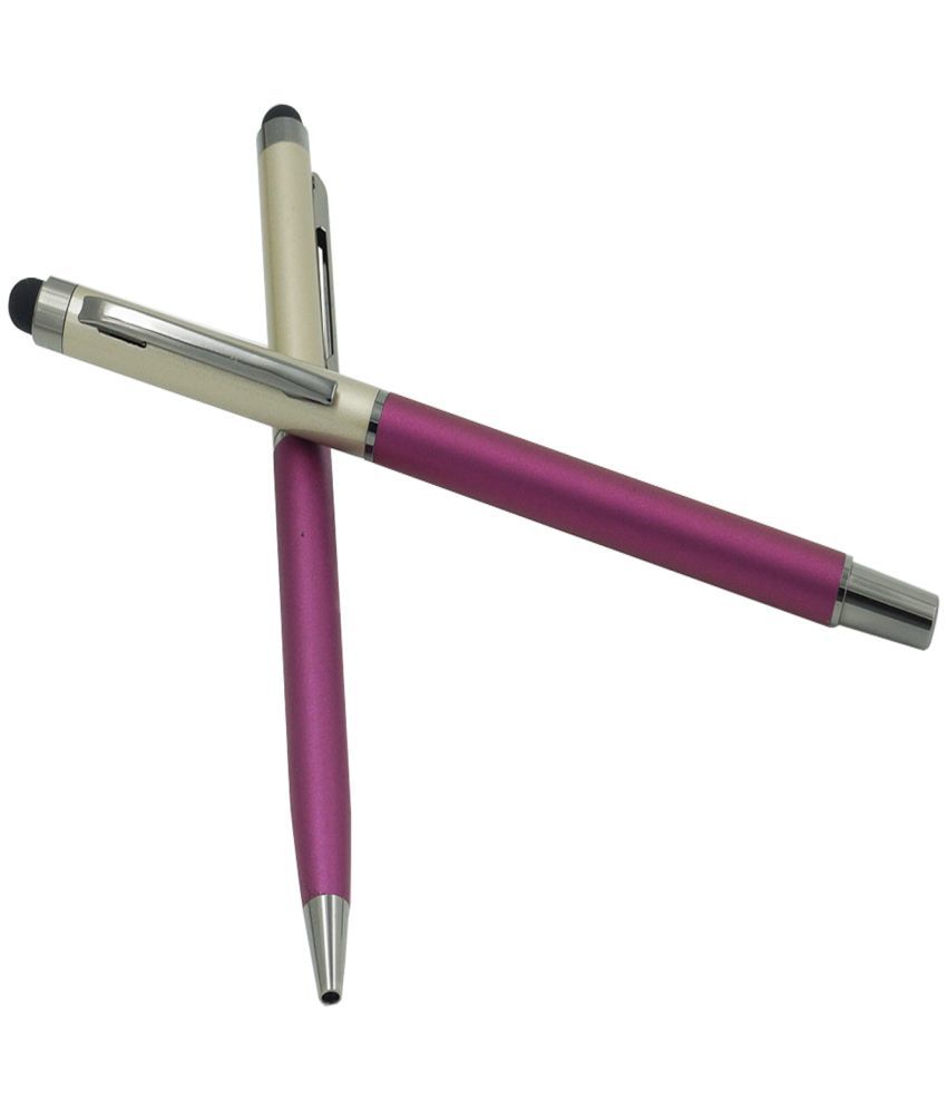     			auteur Hera Premium Purple Color 2 Pcs Best Writing Fancy Ballpoint Pen & Gel Roller Pen , Slim Metal Body , With Stylus For Capacitive Touch Screen Pen Gift Set In Blue Ink .