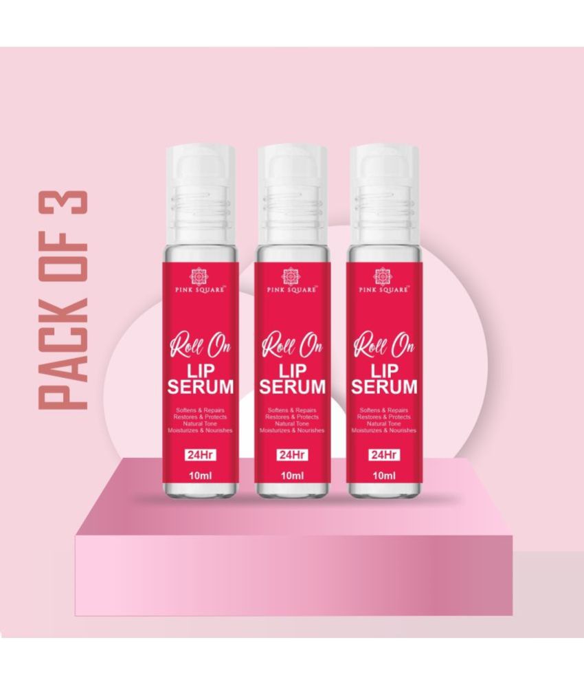     			Pink Square Premium Lip Serum Roll On Brightening Therapy for Soft Moisturised Lips With Glossy & Shine Face Serum 30 mL Pack of 3