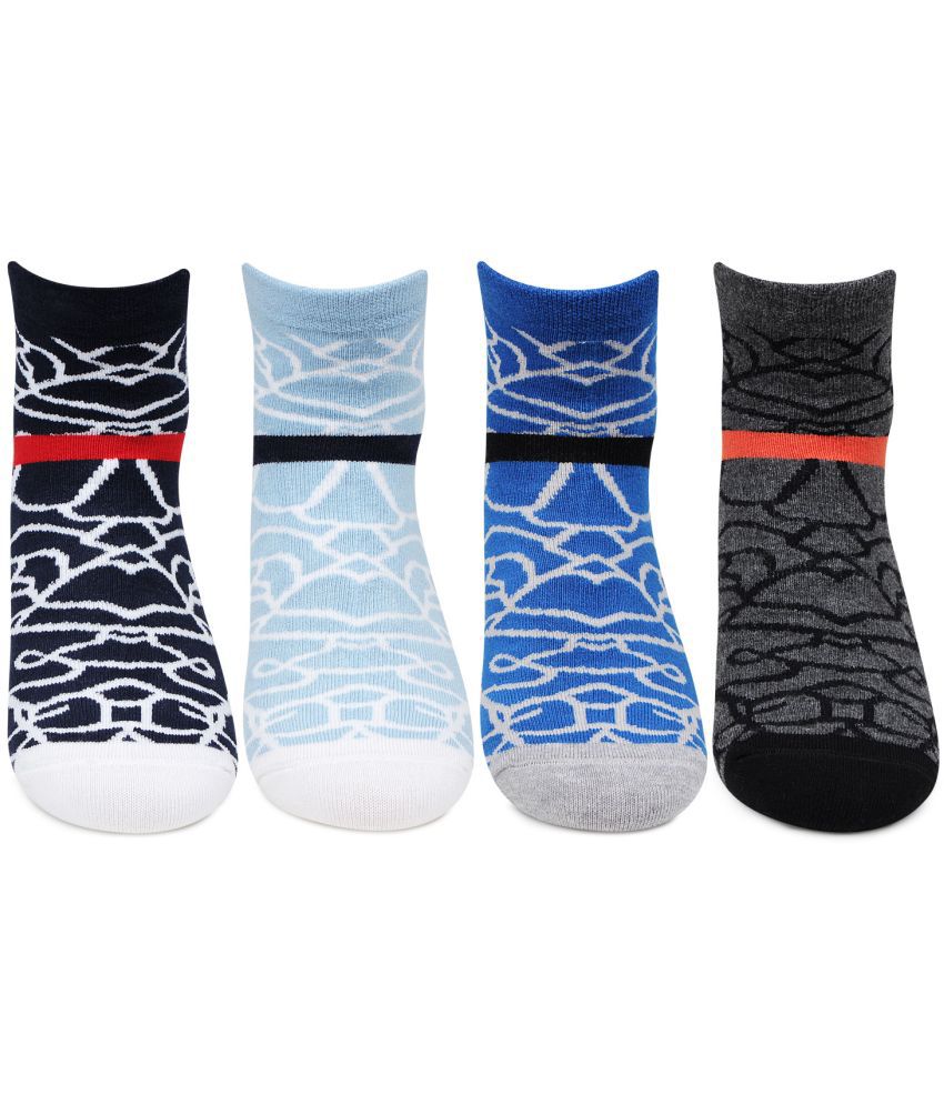     			Bonjour Abstract Pattern Ankle Socks For Young Boys - Pack Of 4