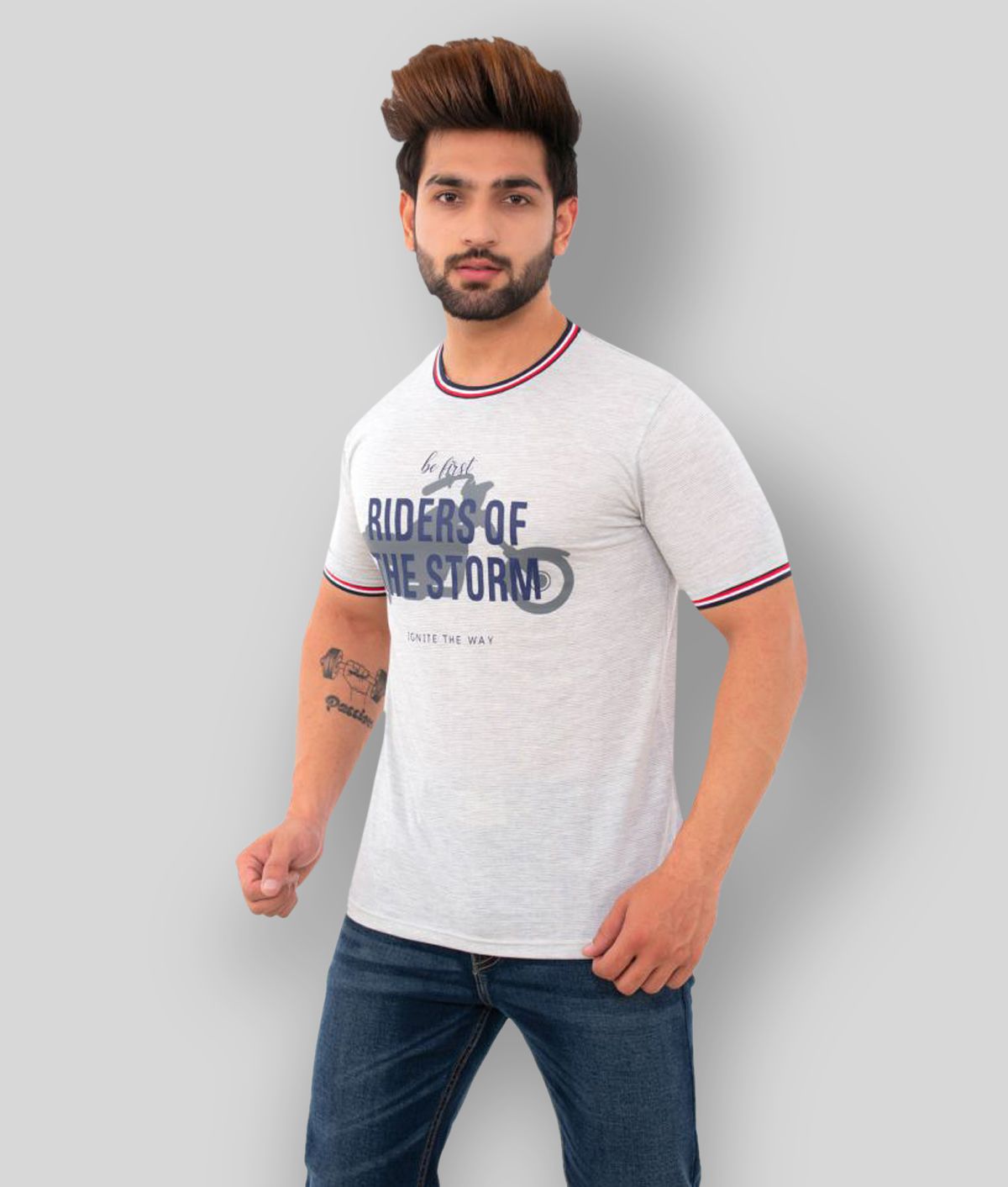     			BISHOPCOTTON - White Cotton Blend Regular Fit  Men's T-Shirt ( Pack of 1 )