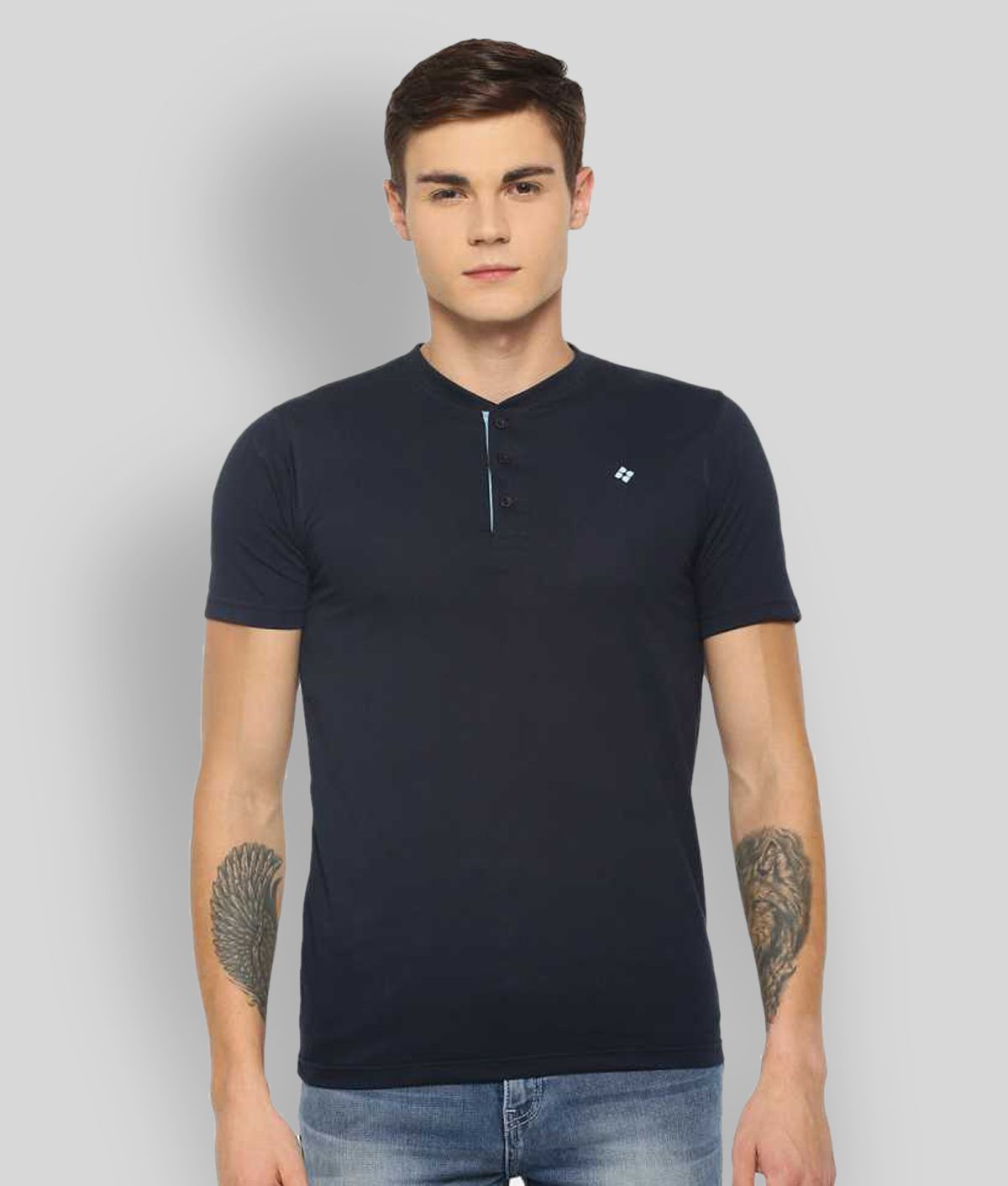Dollar - Navy Blue Cotton Blend Regular Fit Men's T-Shirt ( Pack of 1 )
