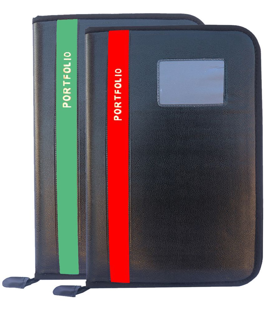     			Kopila PU 20 Leafs A4/FS Size File & Folder/Executive/ZIP File/Document Excutive Zipper Bag Set of 2 Green & Red