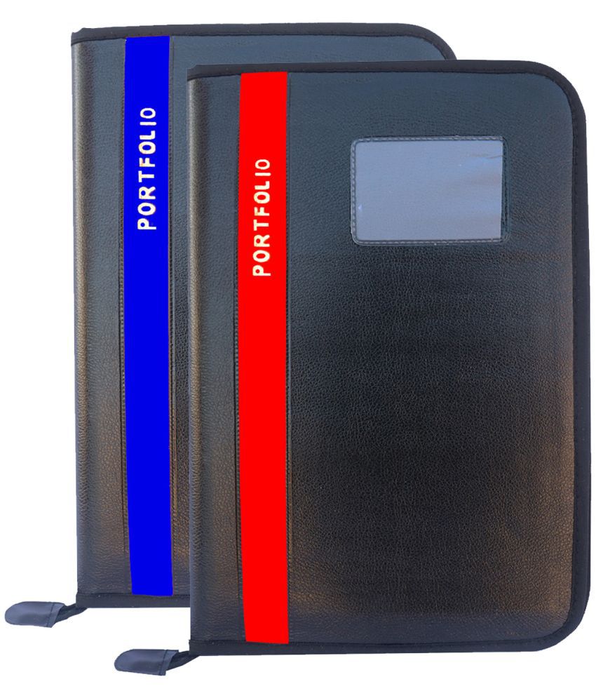     			Kopila PU 20 Leafs A4/FS Size File & Folder/Executive/ZIP File/Document Excutive Zipper Bag Set of 2 Blue & Red