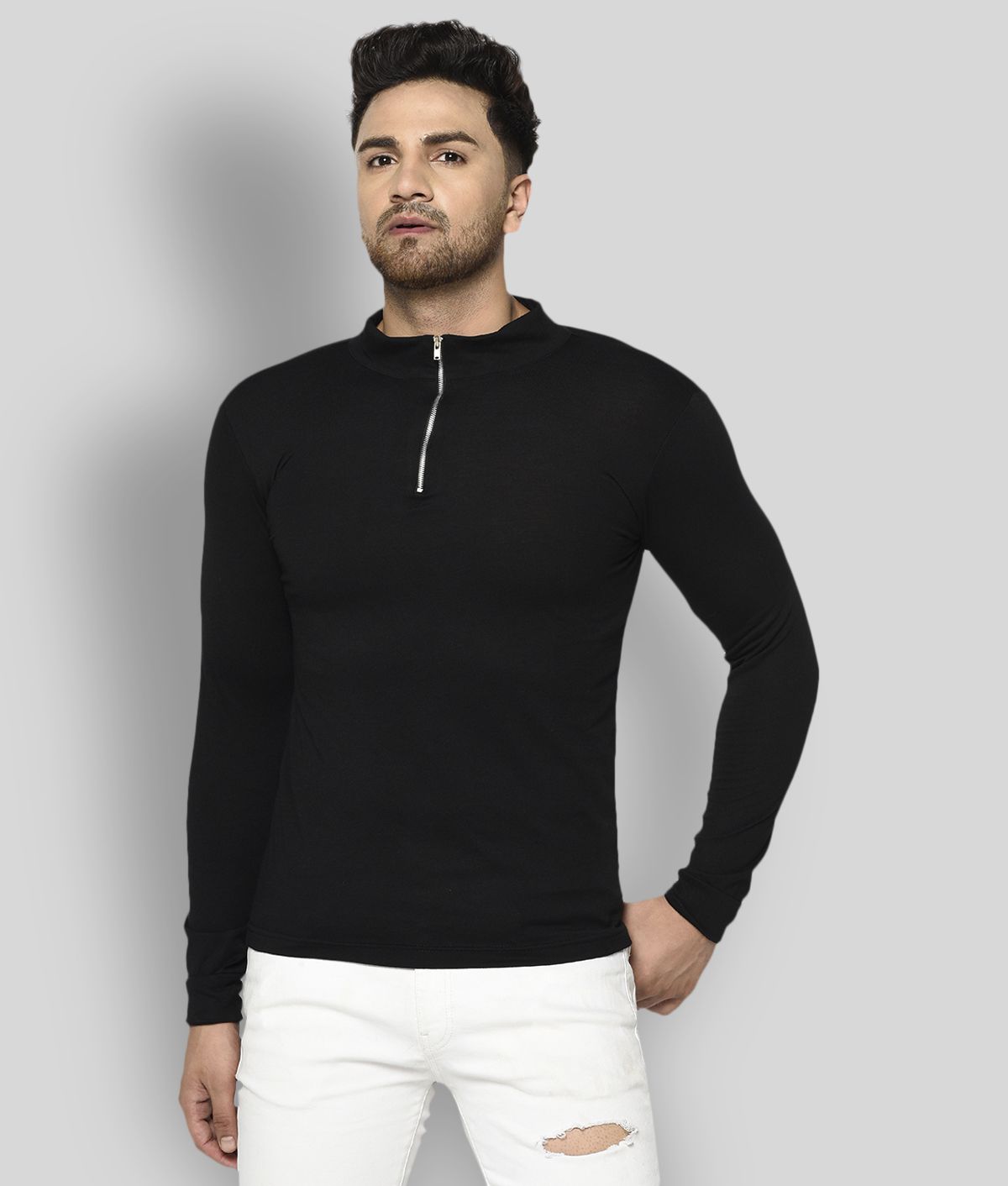 Rigo - Black Cotton Blend Slim Fit Men's T-Shirt ( Pack of 1 )