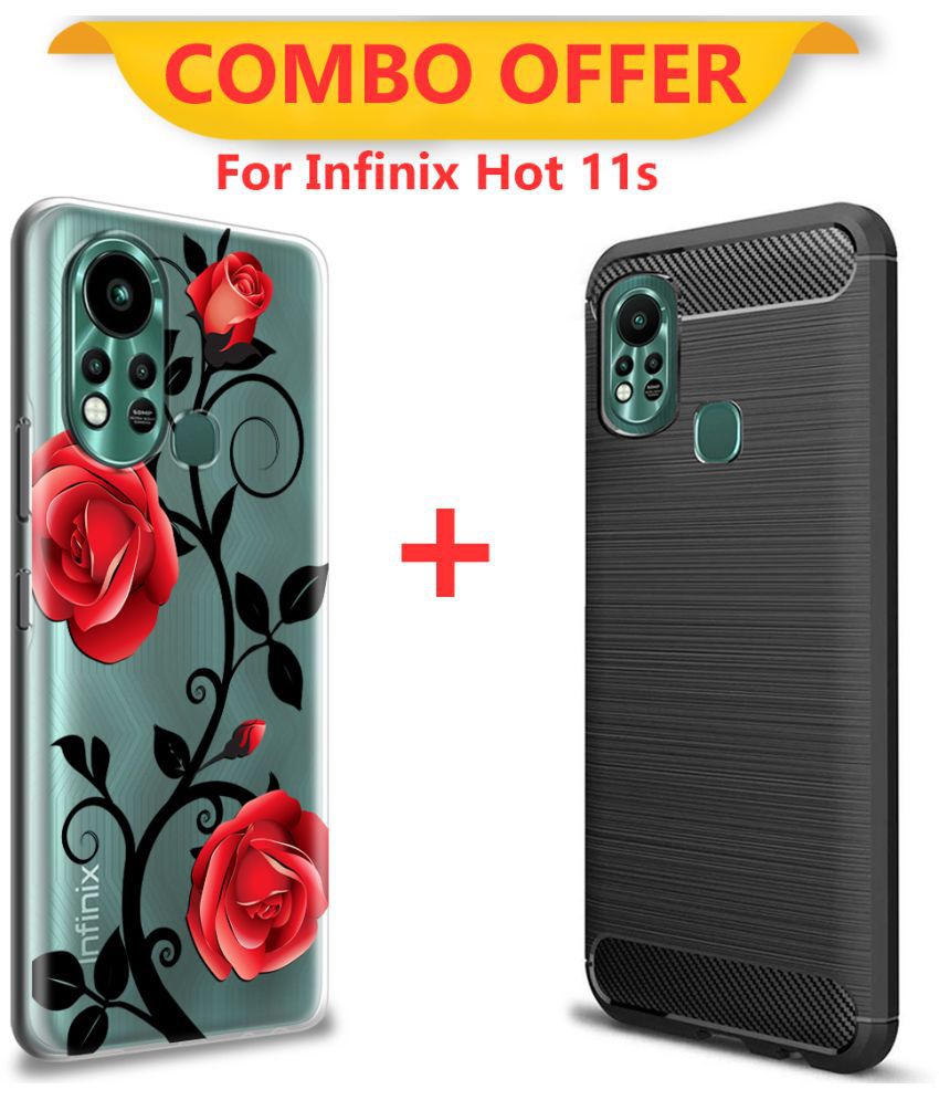     			NBOX Printed Cover For Infinix hot 11s Premium look case Pack of 2