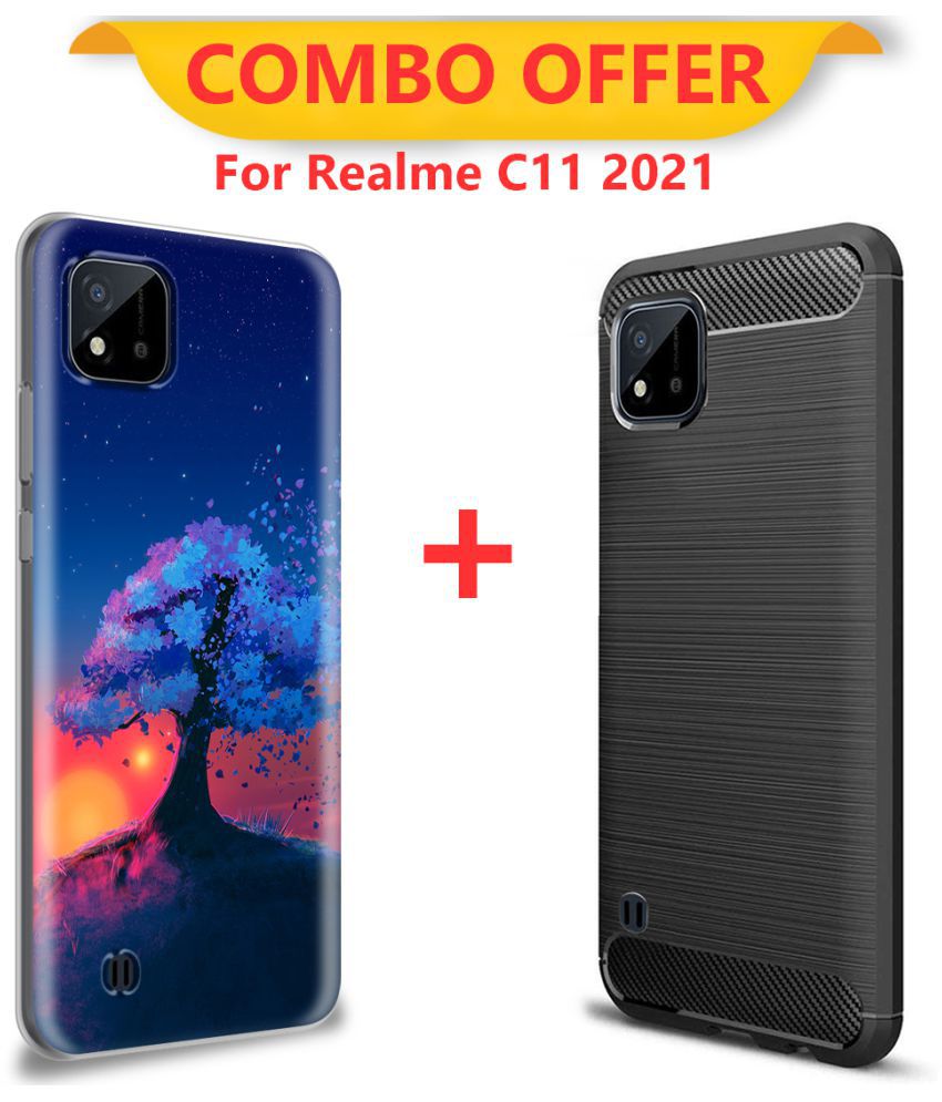     			NBOX Printed Cover For Realme C11 2021 Premium look case Pack of 2