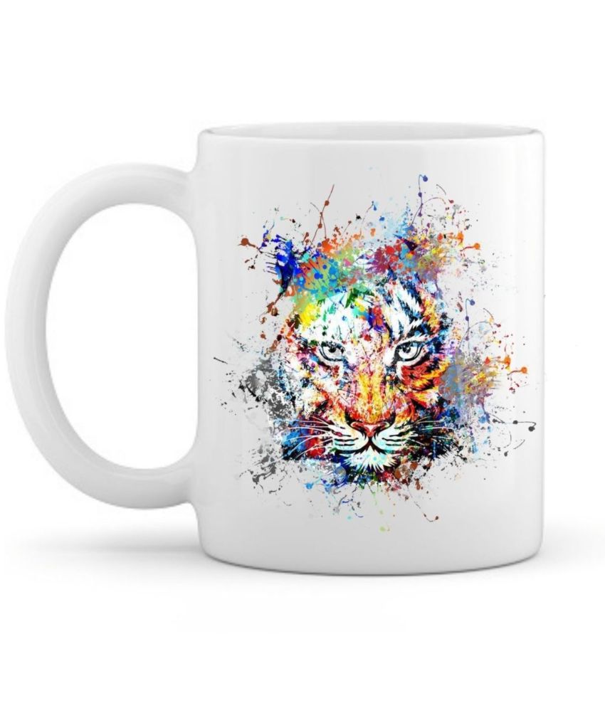     			thriftkart Tiger printed mug Ceramic Coffee Mug 1 Pcs 325 mL