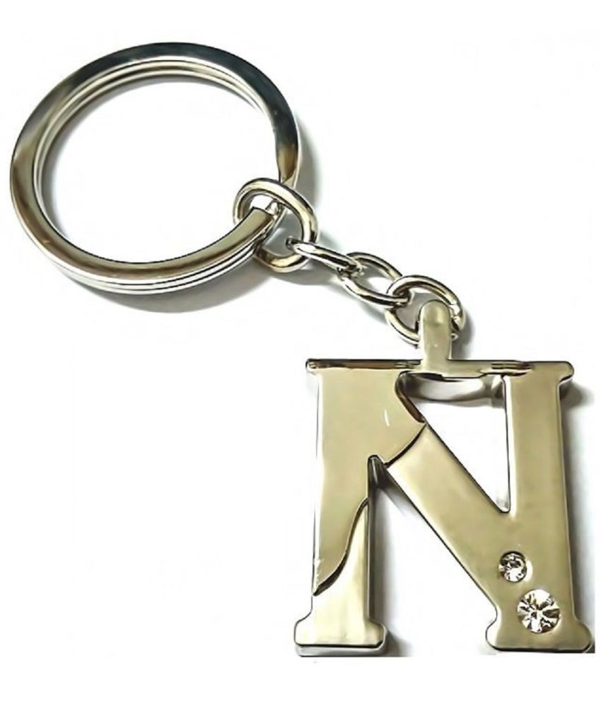     			Americ Style Alphabet N Unique Metal Finish (Silver) Key Chain