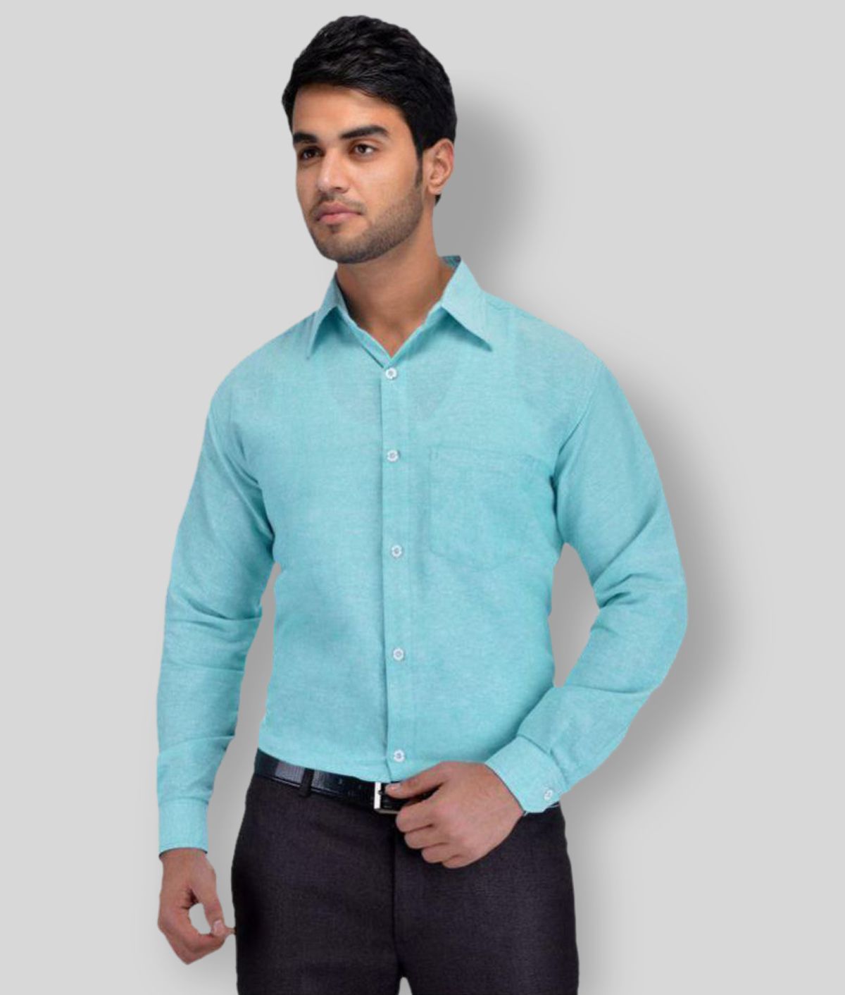     			DESHBANDHU DBK - Turquoise Cotton Regular Fit Men's Formal Shirt (Pack of 1)