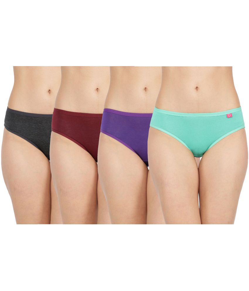     			Dollar Missy Multi Color Cotton Hipsters - Pack of 4