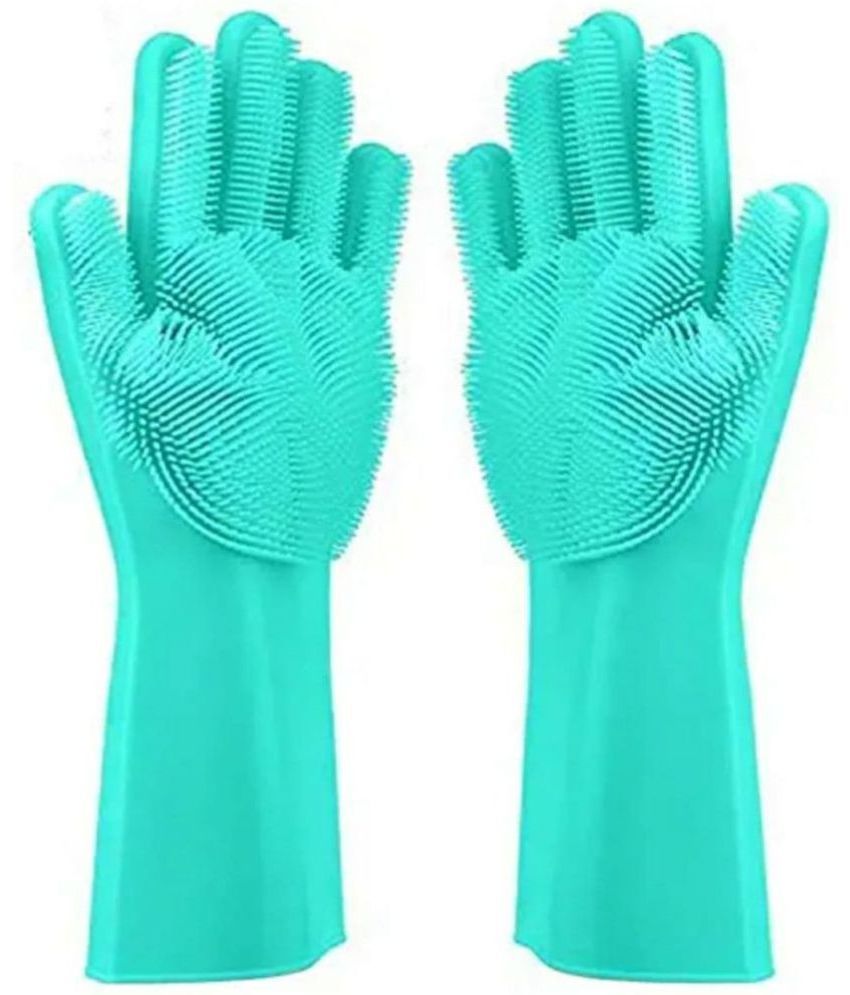     			KP Mart Silicon Dish Washing Hand Gloves for Kitchen with Brsh | Rubber Hand Gloves | Scrubbing Cleaning Washing for | Kitchen | Car | Pet Grooming | Bathroom