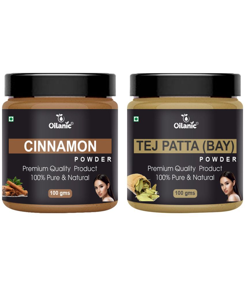     			Oilanic 100% Pure Cinnamon Powder & Tej Patta Powder For Skin Hair Mask 200 g Pack of 2