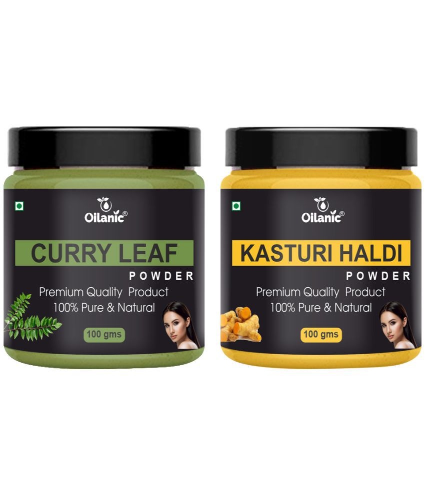     			Oilanic 100% Pure Curry Leaf Powder & Kasturi Haldi Powder-Skin Hair Mask 200 g Pack of 2