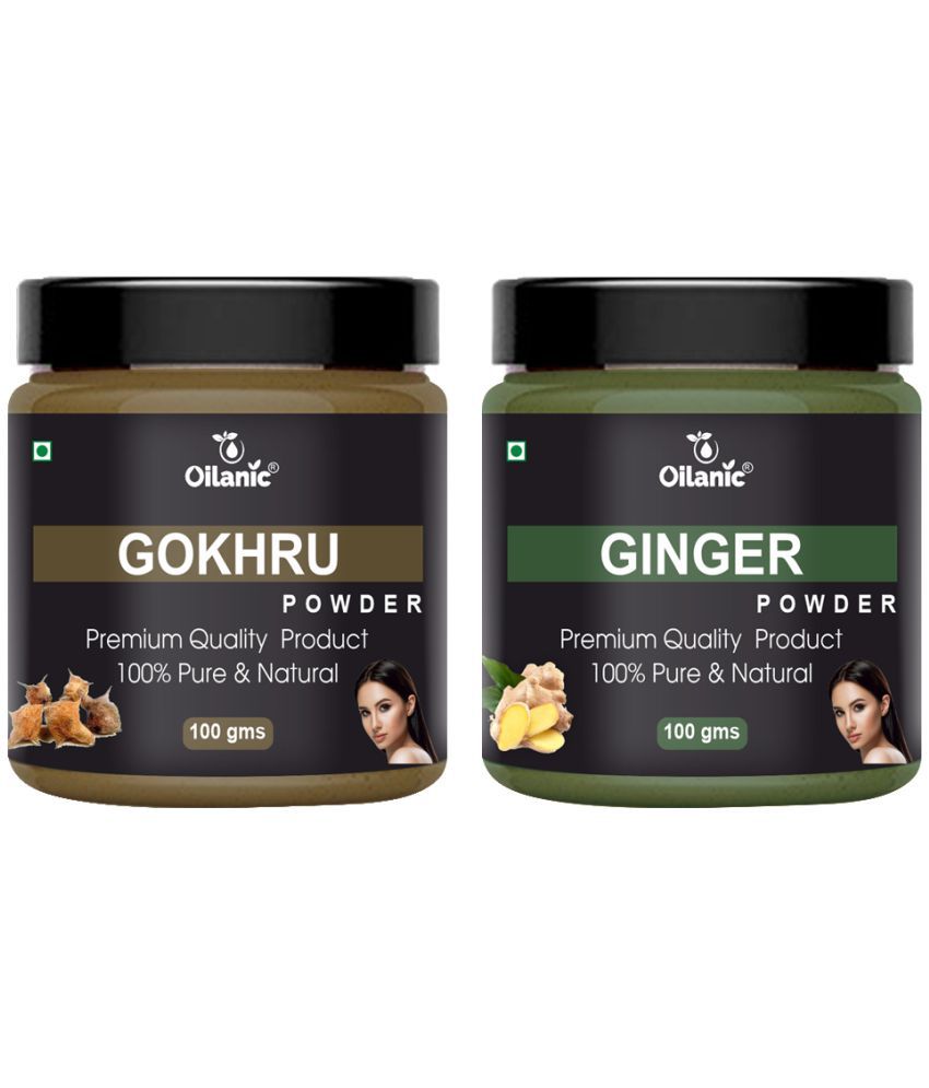     			Oilanic 100% Pure Gokhru Powder & Ginger Powder For Skincare Hair Mask 200 g Pack of 2